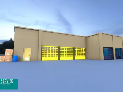 Car service - garage with equipment Low-poly 3D model