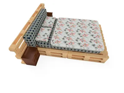 Bed with pallets 3D model