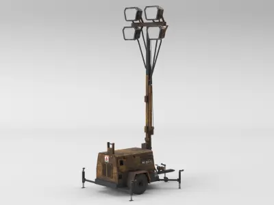 Ground Power Units 8K Rusty Mobile  Diesel Light Tower Generator Low-poly 3D model