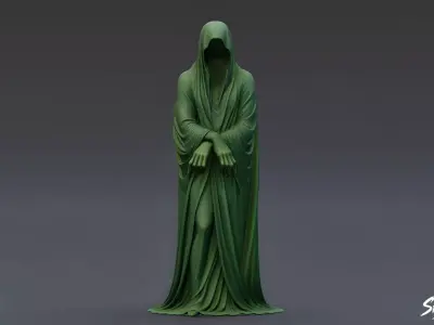 Ghost Statue Standing Arms Crossed Low-poly 3D model