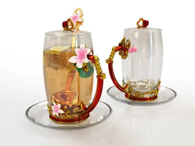 Handmade tea set with carafe 3D model