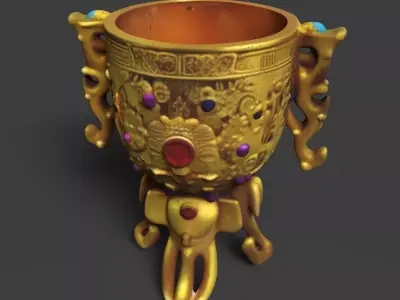 Golden cup figure    Low-poly 3D model