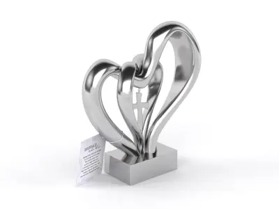 Double Heart Wedding Cross 3D model purchase