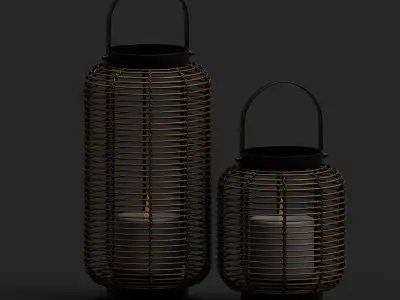 Brigton Rattan Lantern Low-poly 3D model