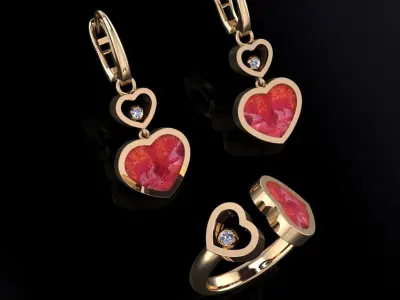 Chopard Ring and Earrings 3D print model