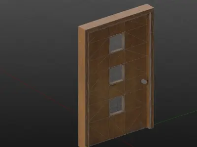 Old dirty wooden door 05B Low-poly 3D model