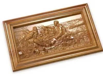 Hunters at Rest relief 3d model for cnc 3dprint  3D model