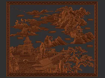 ancient Chinese painting of bas-relief  3D print model