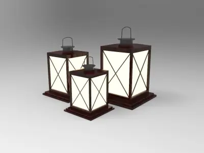 lantern I three wooden lanterns 3D model