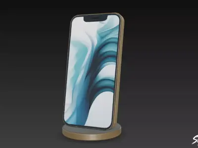 Smartphone on Wireless Charger Low-poly 3D model
