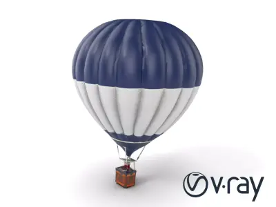 Classic Hot Air Balloon Navy Silver model pack Low-poly 3D model
