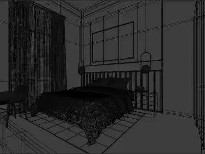 Bedroom 3D Rendering Interior Low-poly 3D model
