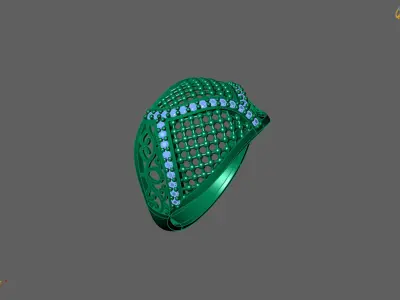 Women Ring With Stone Diamond Ready STL 3DM Models Womens Rings 3D print model 9