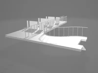 mezzanine staircase with railings Free 3D model