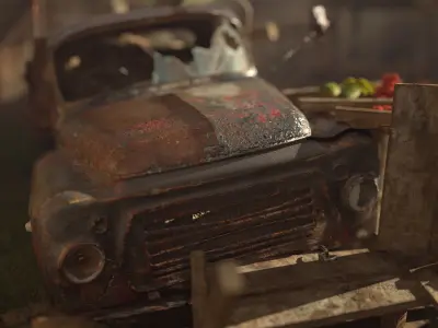 Old Abandoned Truck Low-poly 3D model