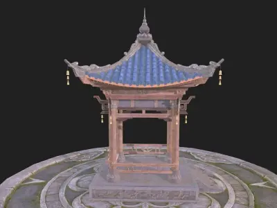 Chinese style pavilion Low-poly 3D model