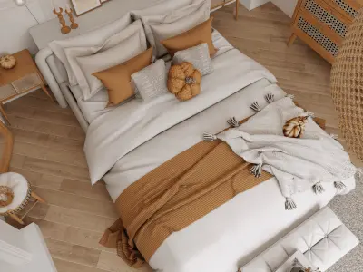 Autumn Bedroom Blender Scene 3D model
