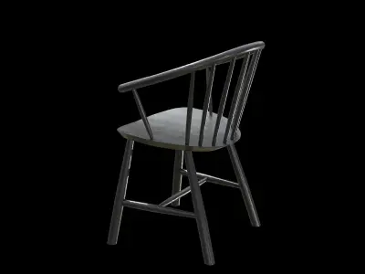 Johansson J64 Chair-BlackAsh wood Low-poly 3D model