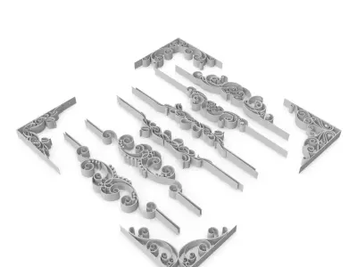 Ornate Swirls 02 Set 3D model