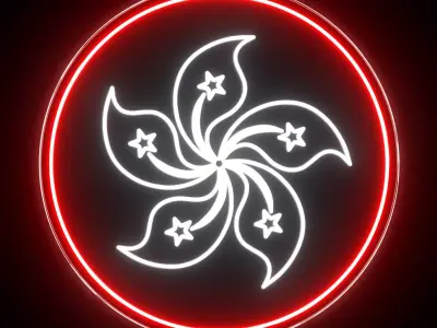 Flag of Hong Kong Neon Sign 3D model