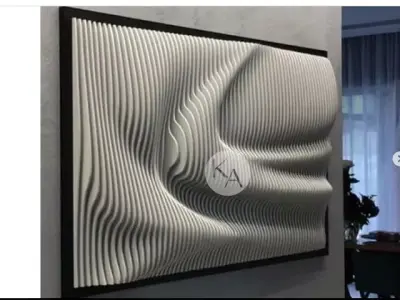 Parametric Wavy Wooden Wall Decor 08 - wood cutting machines 3D model