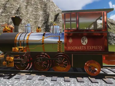 train steam locomotive Low-poly 3D model