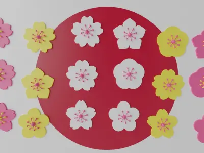 Cartoon Cherry Blossom Flower Sakura 1 3D model