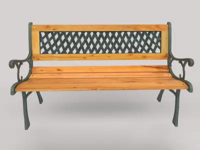 Garden Bench Low-poly 3D model