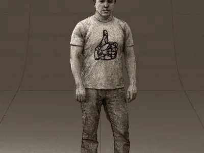 Man in golden shirt 0554 3D model