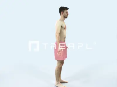Posture H Beach Animated Rigged Sports Man Low-poly 3D model