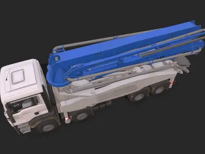 Concrete pump Low-poly 3D model