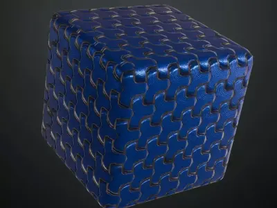 Sci-fi Geometric Blue Metal PBR Seamless Texture