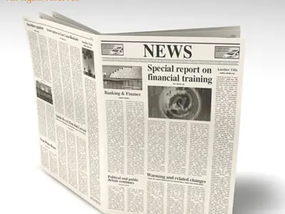 Newspaper with article about financial farming 3D model