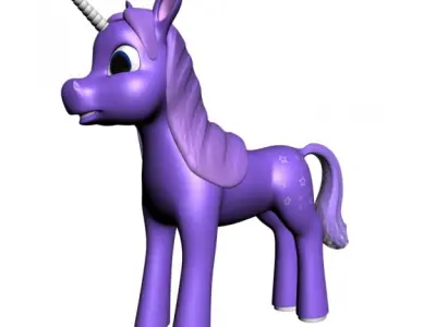 Cartoon Unicorn RIGGED Low-poly 3D model