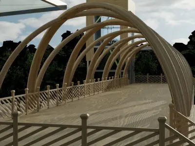 Pedestrian Overpass Low-poly 3D model