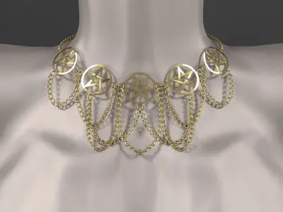 Collar accessory w stars  chains 3D model