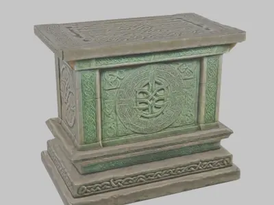 rectangular Celtic Medieval Altar Low-poly 3D model