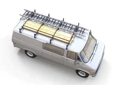 80s utility van Low-poly 3D model