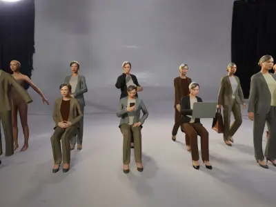 Modular Character - Asian Business Woman - FT2 Low-poly 3D model