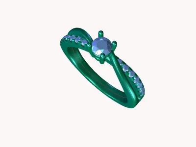 ZDR073 diamond engagement ring gold 3D print model