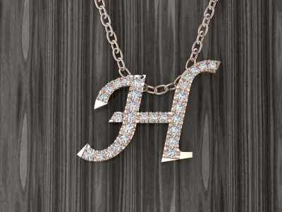 Jewelry Alphabet Pendant H 3D print model