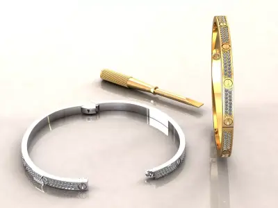 Love Small Bracelet Pave 18 cm 3D print model