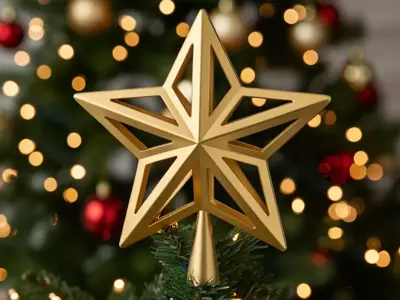 Geometric Star Christmas Tree Topper STL File  3D Printable 3D print model