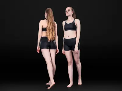 Sporty woman walking 77 Low-poly 3D model