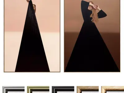 Plaster Two Photo Frame 445 Low-poly 3D model