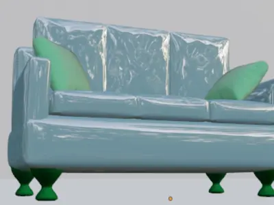 Luxury Leather Sofa 3D Model 3D model