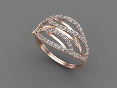 Women Ring Diamond Stone STL 3DM Lightweight Printable 3D print model 18
