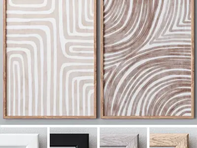 Set of large wall paintings 510 3D model