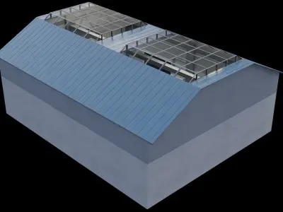 Car Garage Autoservice Building Low-poly 3D model