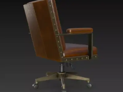 Luxury Executive Leather Office Chair Black Wood 3D model